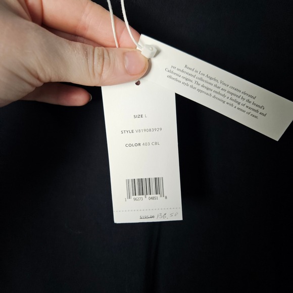 Vince Crewneck Muscle Tie Waist Cotton Dress Black NWT Womens Large - Picture 5 of 7